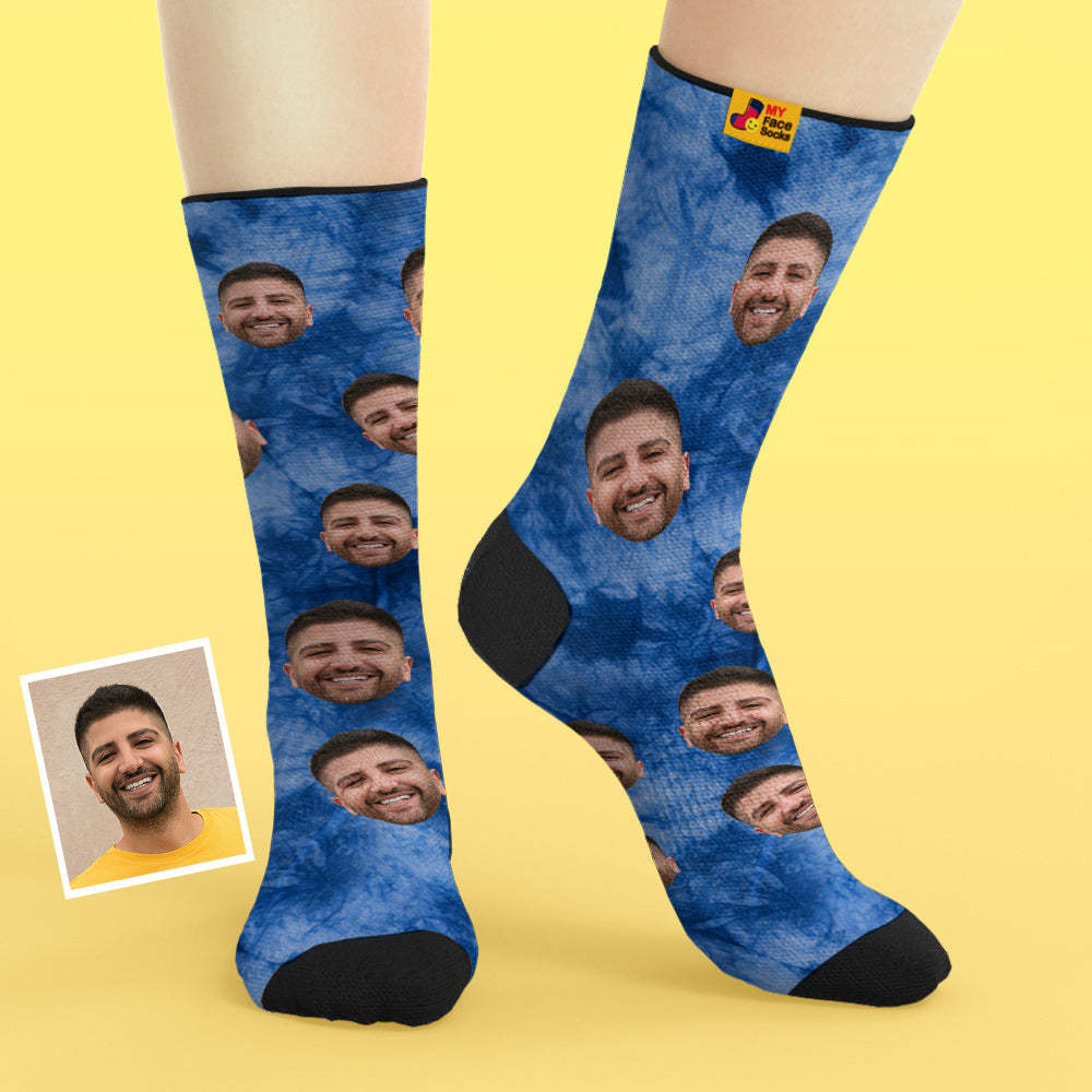 Custom Tie Dye Style Breathable Face Socks Personalized Soft Socks Gifts - MyFaceSocksEU