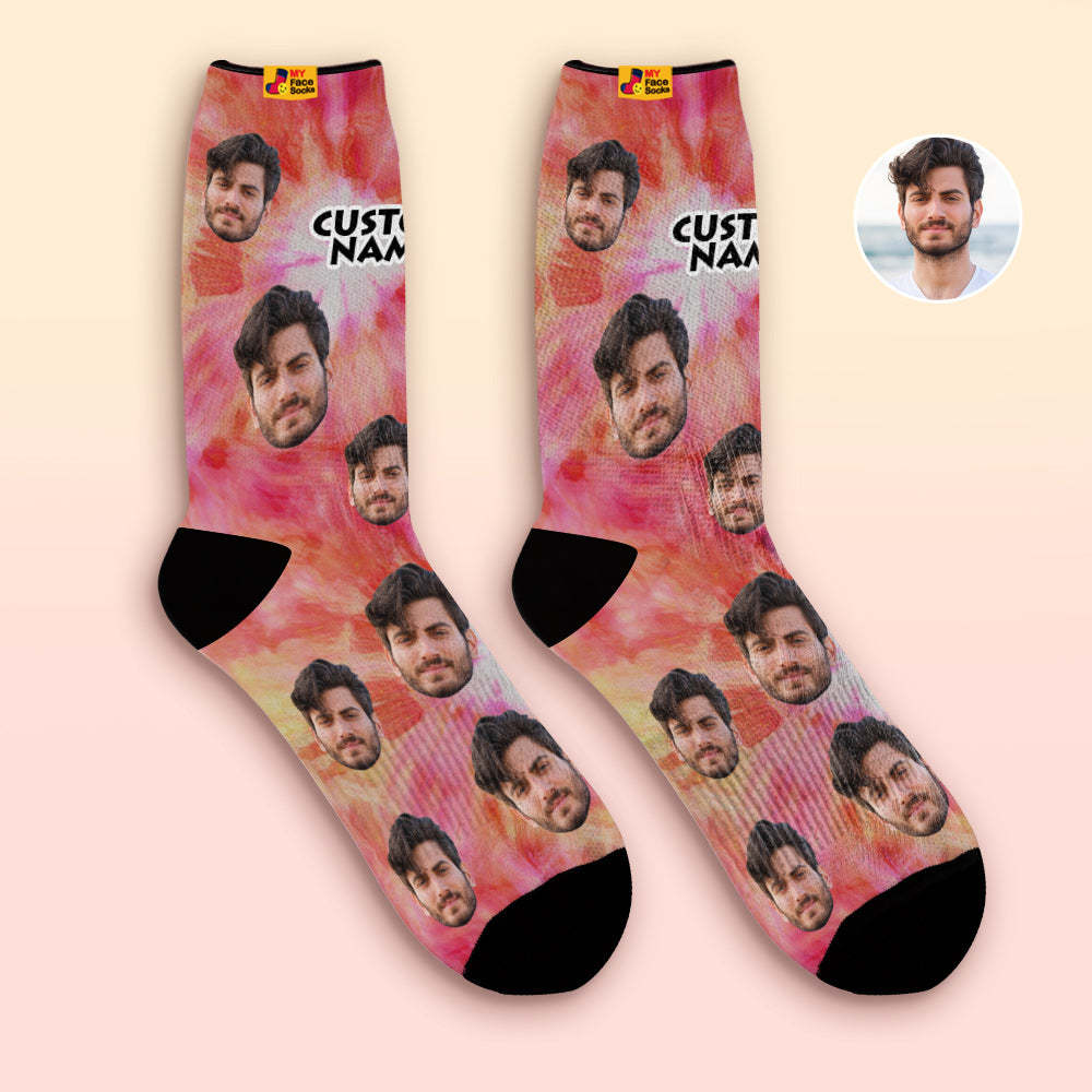 Custom Tie Dyed Style Breathable Face Socks Personalized Soft Socks Gifts - MyFaceSocksEU