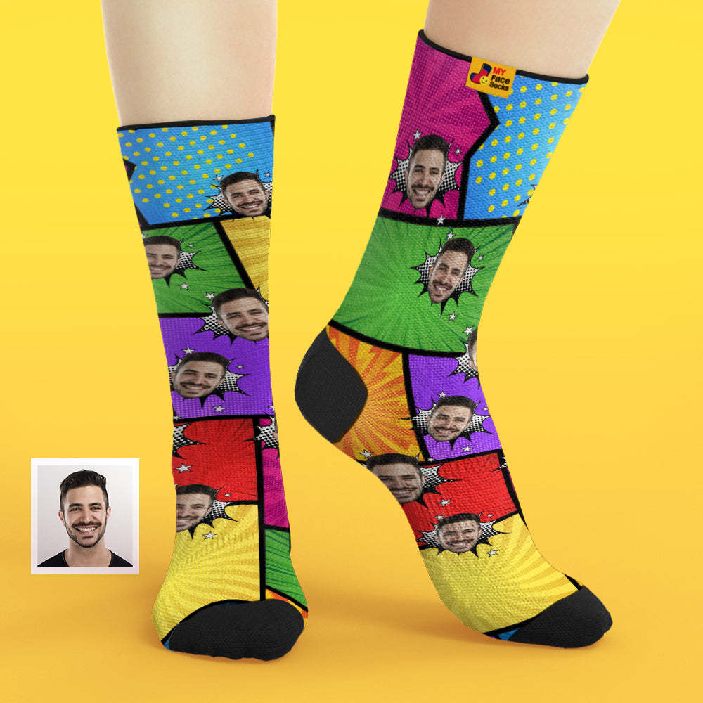 Custom Face Socks Add Pictures and Name Photo Funny Comics Breathable Soft Socks - MyFaceSocksEU