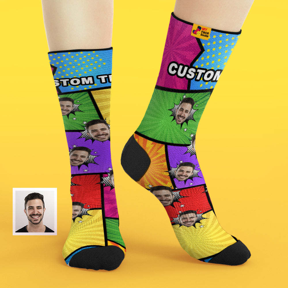 Custom Face Socks Add Pictures and Name Photo Funny Comics Breathable Soft Socks - MyFaceSocksEU