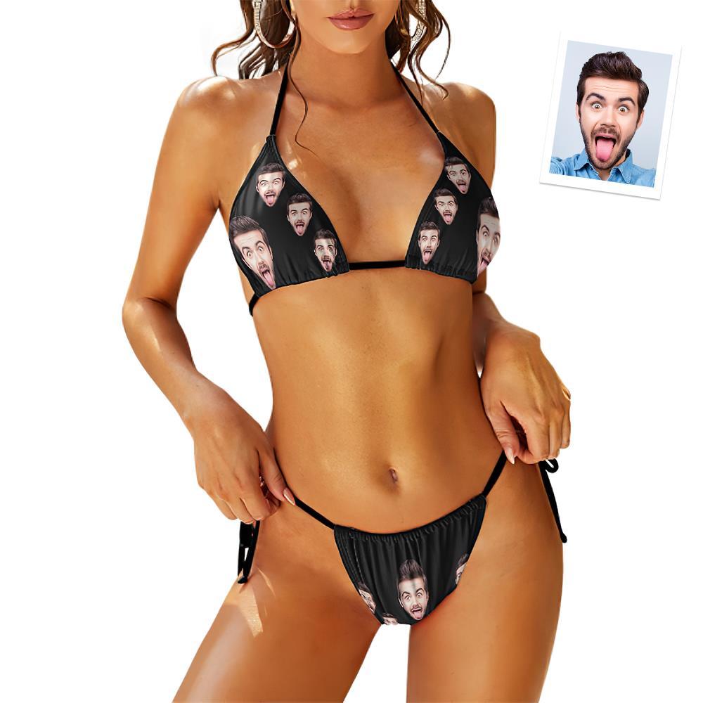 Custom Face Swimming Suit Sexy Strappy Bikini Boyfriend's Face - MyFaceSocksEU