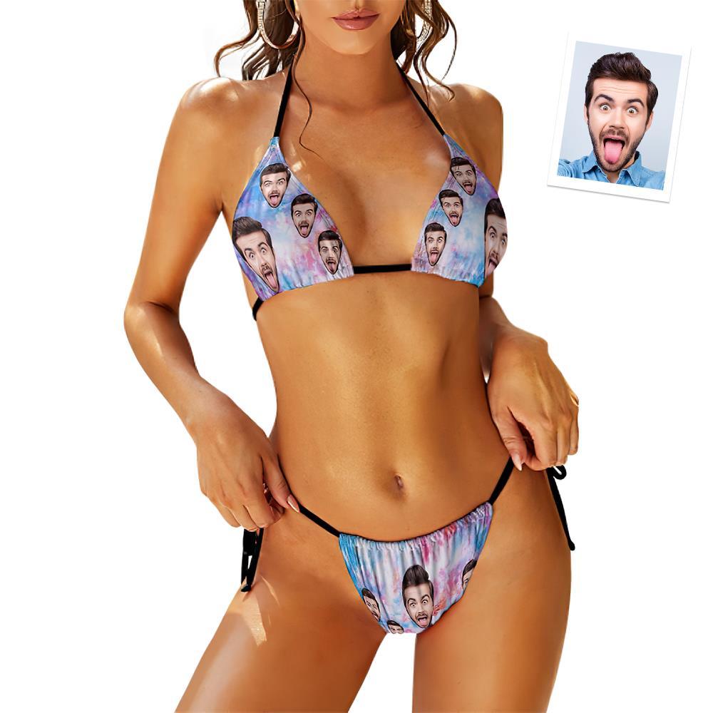 Custom Face Swimming Suit Sexy Strappy Bikini Tie Dye - MyFaceSocksEU