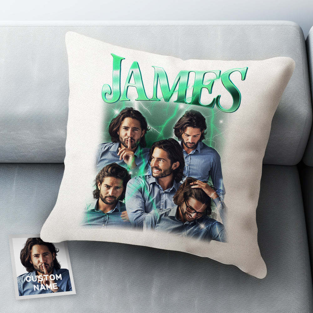 Custom Photo Vintage Tee Personalized Name Pillows Gifts for Lovers - MyFaceSocksEU