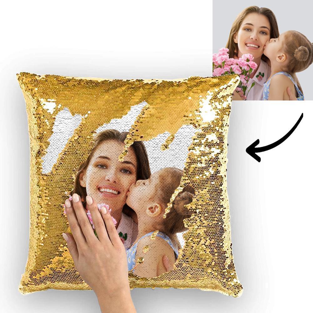 Custom Funny Woman Photo Reversible Magic Sequin Cushion Pillow 15.75inch*15.75inch - MyFaceSocksEU