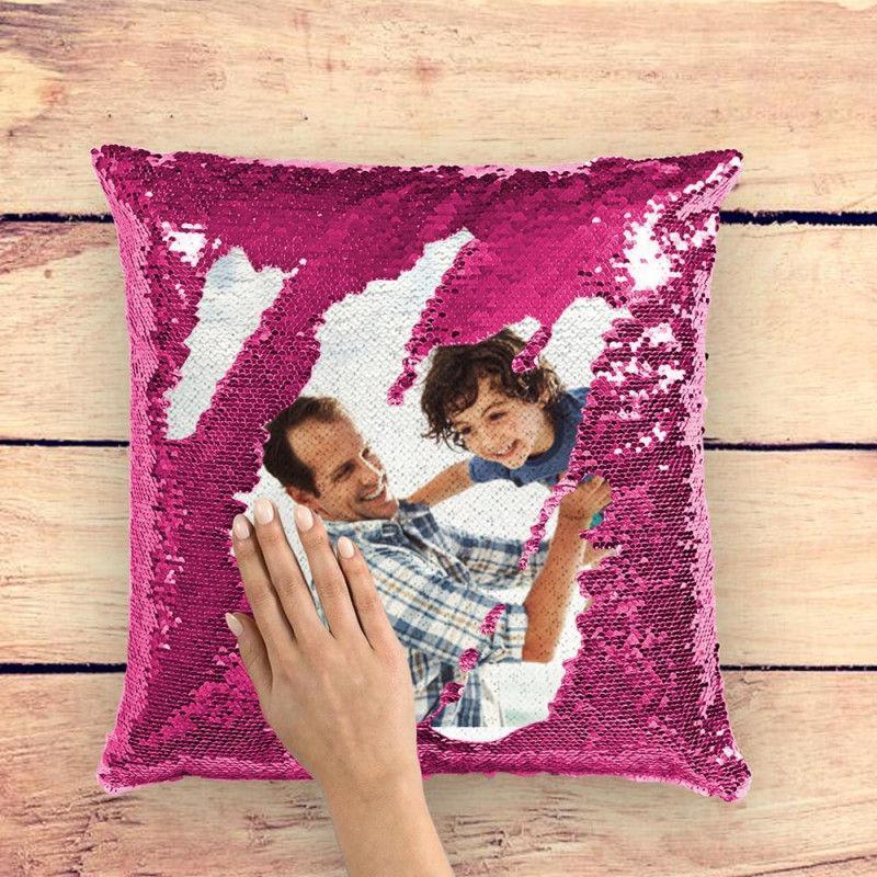 Custom Photo Magic Sequins Pillow Pink Color Sequin Cushion Home Decor 15.75inch * 15.75inch - MyFaceSocksEU