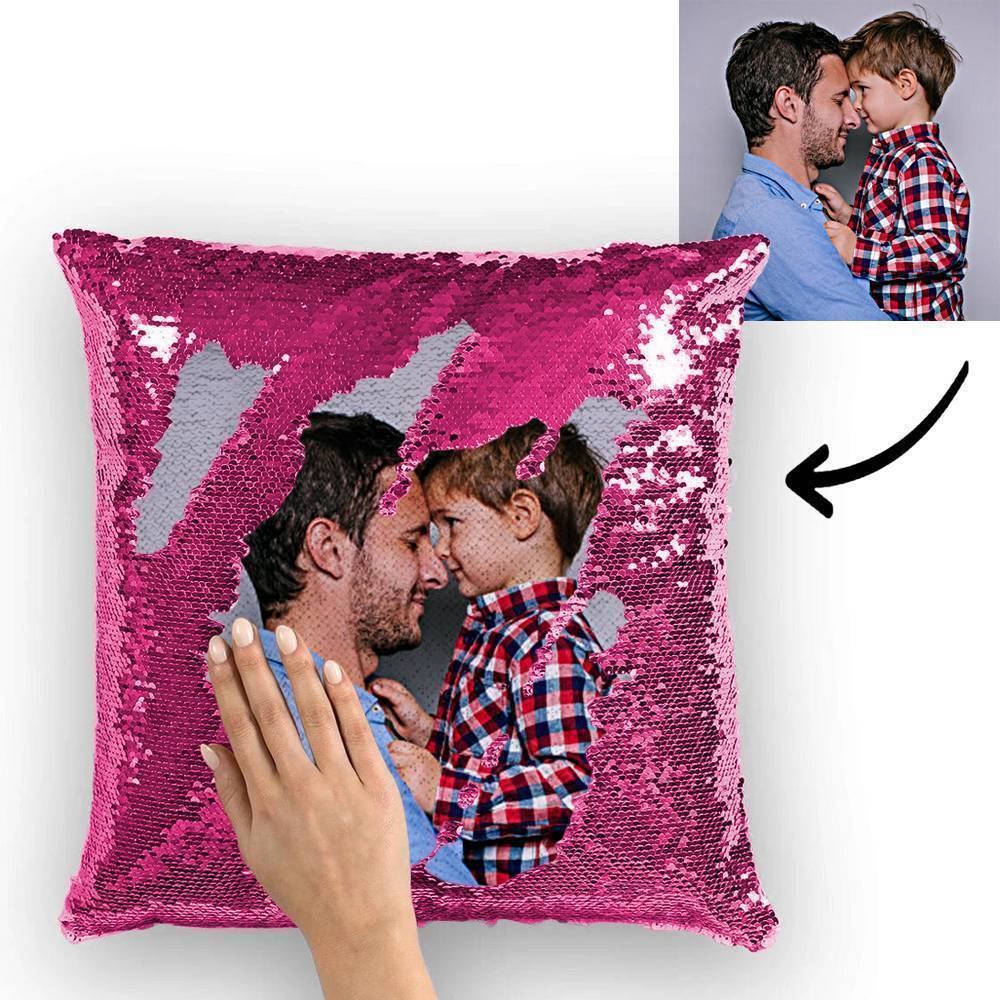 Custom Photo Magic Sequins Pillowcase Black Color Sequin Cushion Unique Gifts 15.75inch * 15.75inch - MyFaceSocksEU