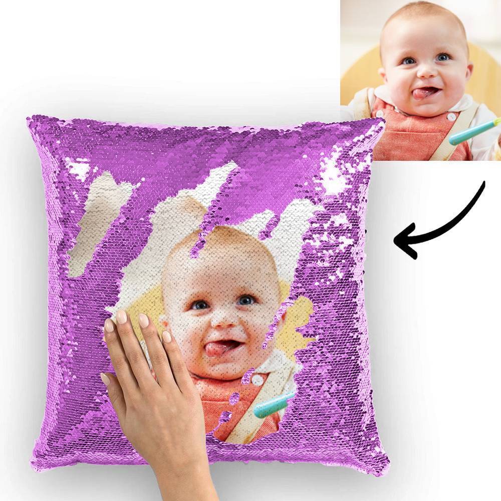 Custom Photo Magic Sequins Pillow Yellow Sequin Cushion 15.75inch * 15.75inch - MyFaceSocksEU