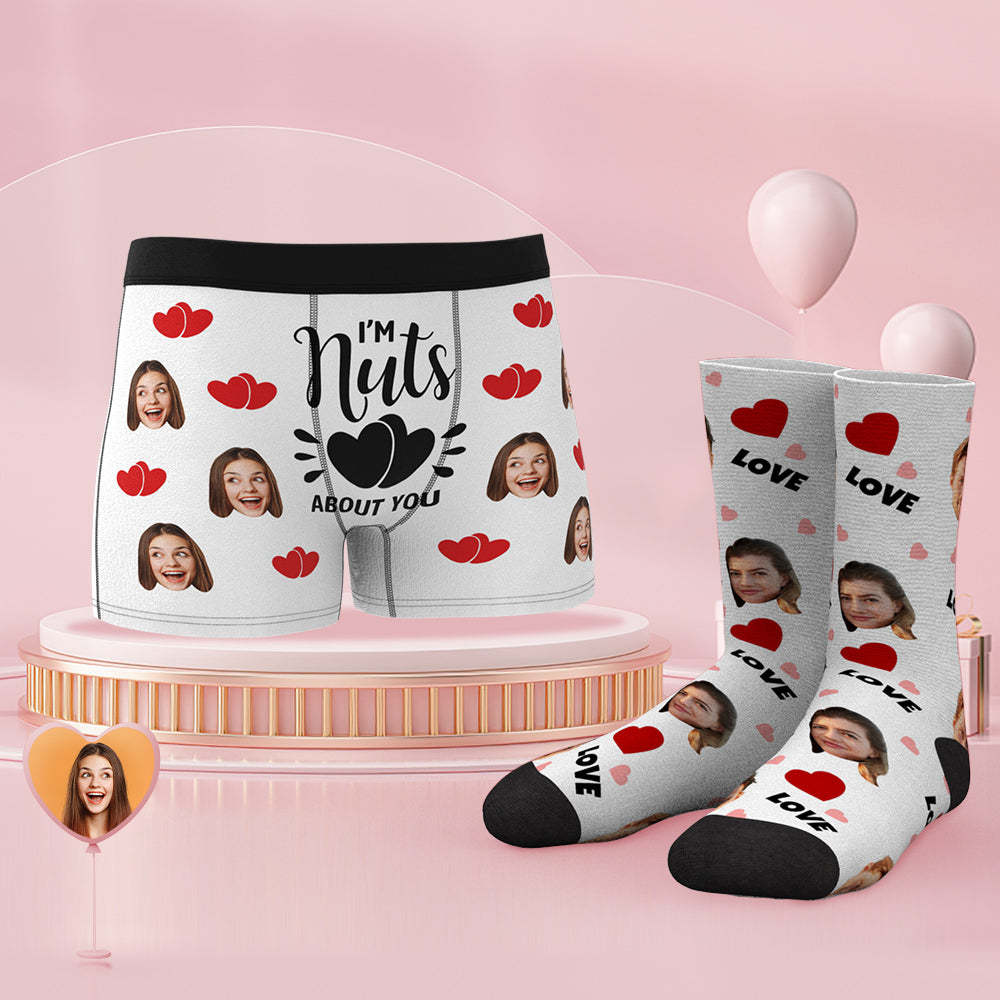 Custom Face Boxer Shorts And Socks Set I'm Nuts About You - MyFaceSocksEU