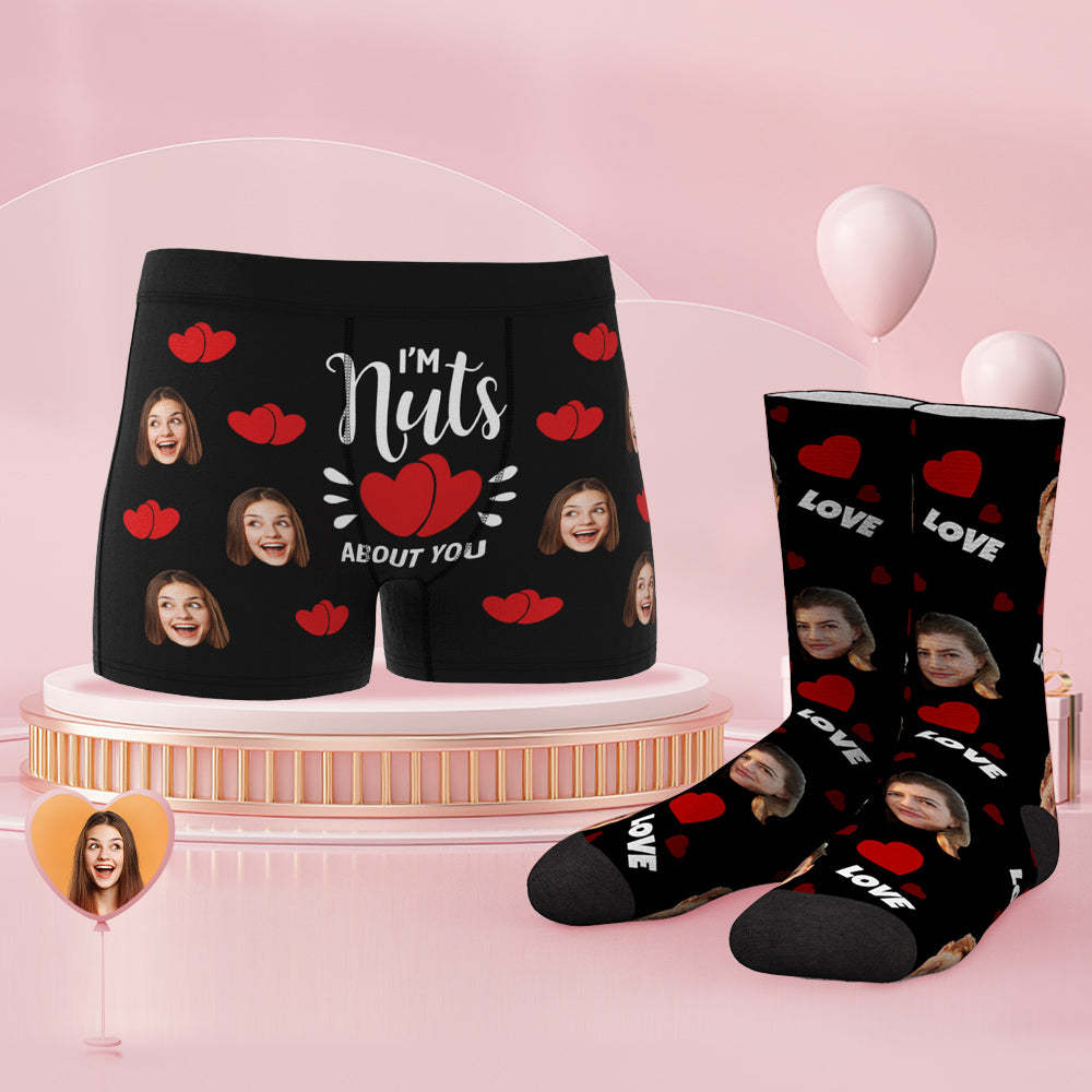 Custom Face Boxer Shorts And Socks Set I'm Nuts About You - MyFaceSocksEU