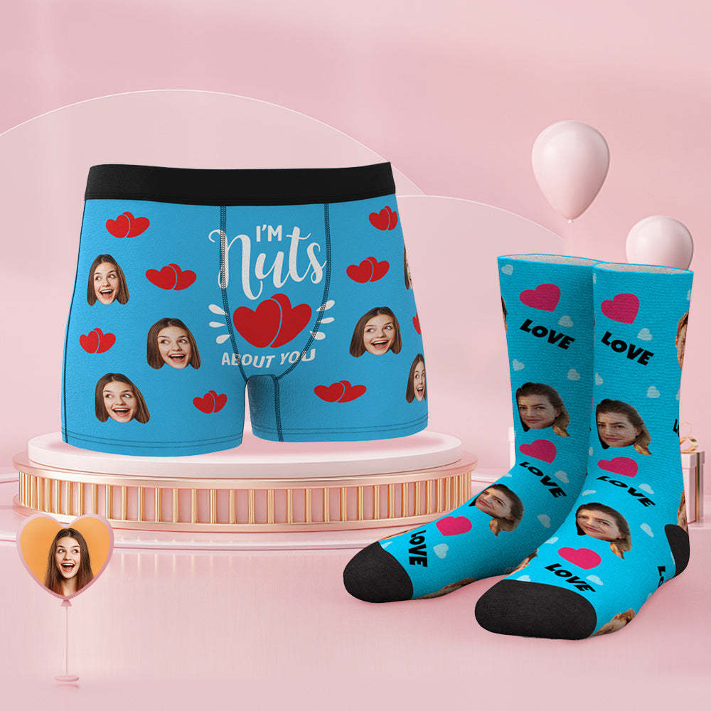 Custom Face Boxer Shorts And Socks Set I'm Nuts About You - MyFaceSocksEU