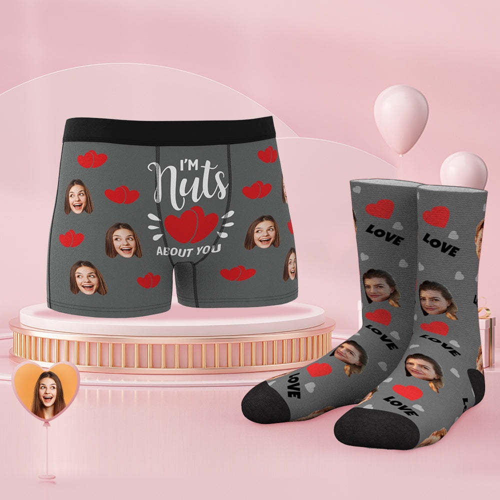 Custom Face Boxer Shorts And Socks Set I'm Nuts About You - MyFaceSocksEU