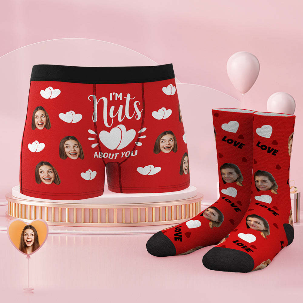 Custom Face Boxer Shorts And Socks Set I'm Nuts About You - MyFaceSocksEU