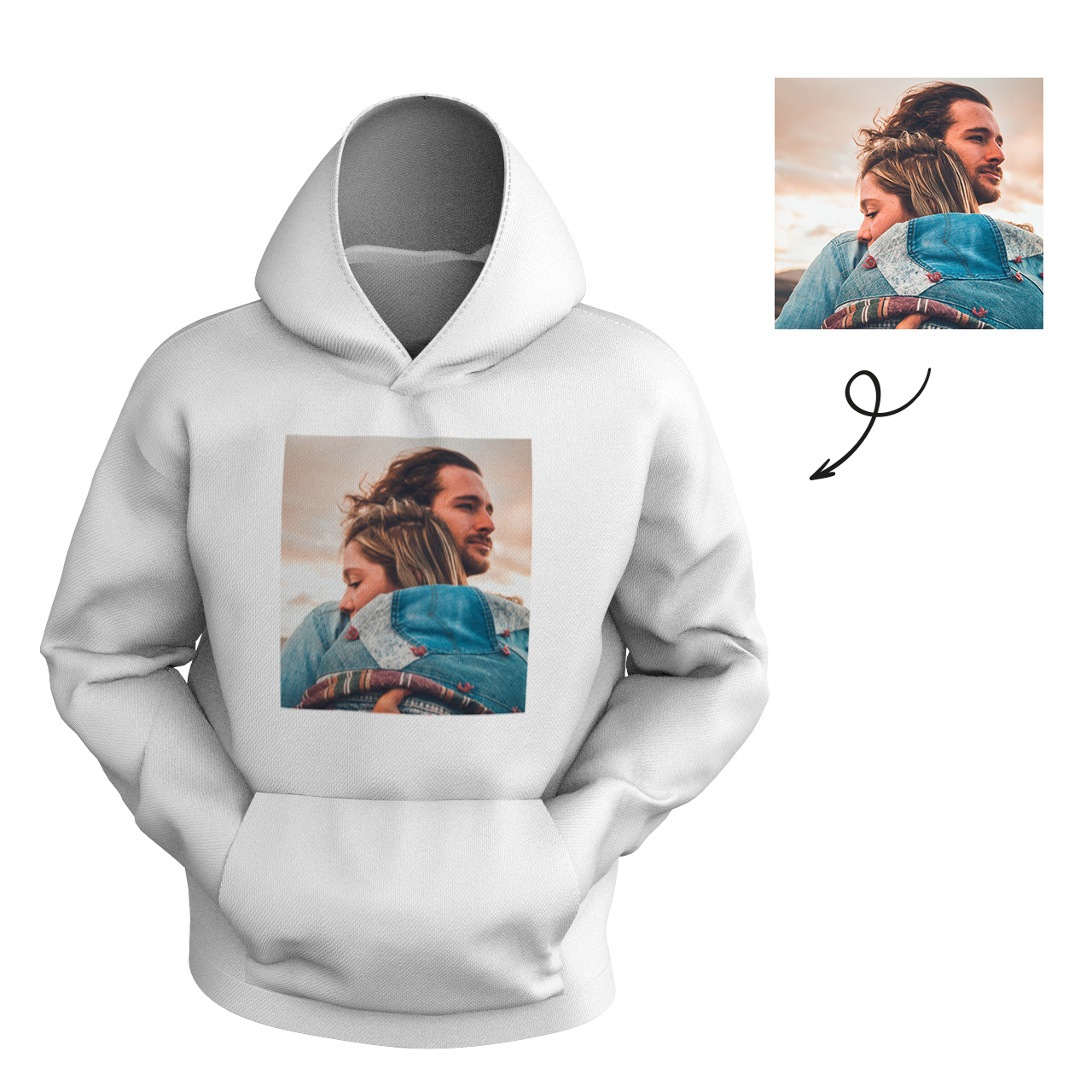 Custom Men's Hoodie Chest Photo - MyFaceSocksEU