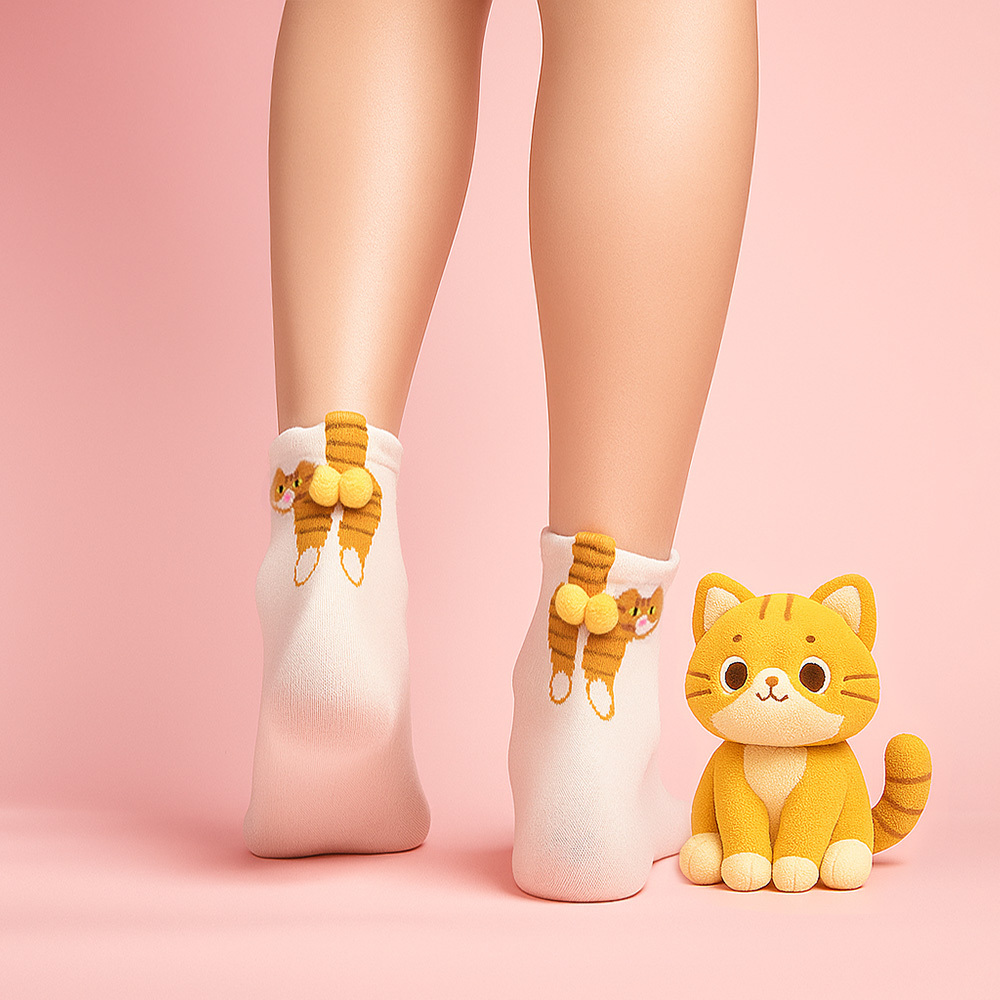 3D Cat Egg Design Socks Cute Kawaii Animal Socks Funny Gift Idea - myfacesockseu