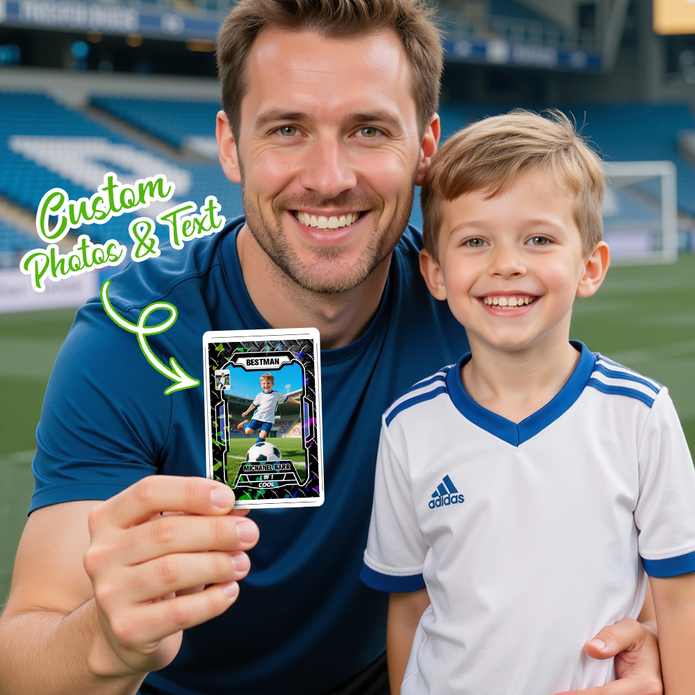 Custom Poke Kids Card Sport Portrait from Photo Personalized Sports-Themed Trainer Card with Custom Name & Stats Unique Gift for Athletes & Fans - myfacesockseu