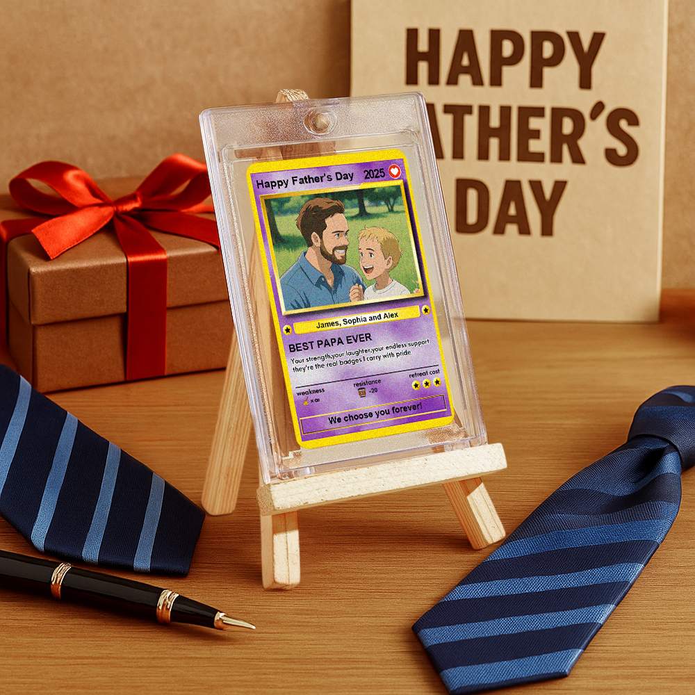 Custom Father's Day Anime Cards Custom Photo Poke Card Gift Idea for Loved One - myfacesockseu