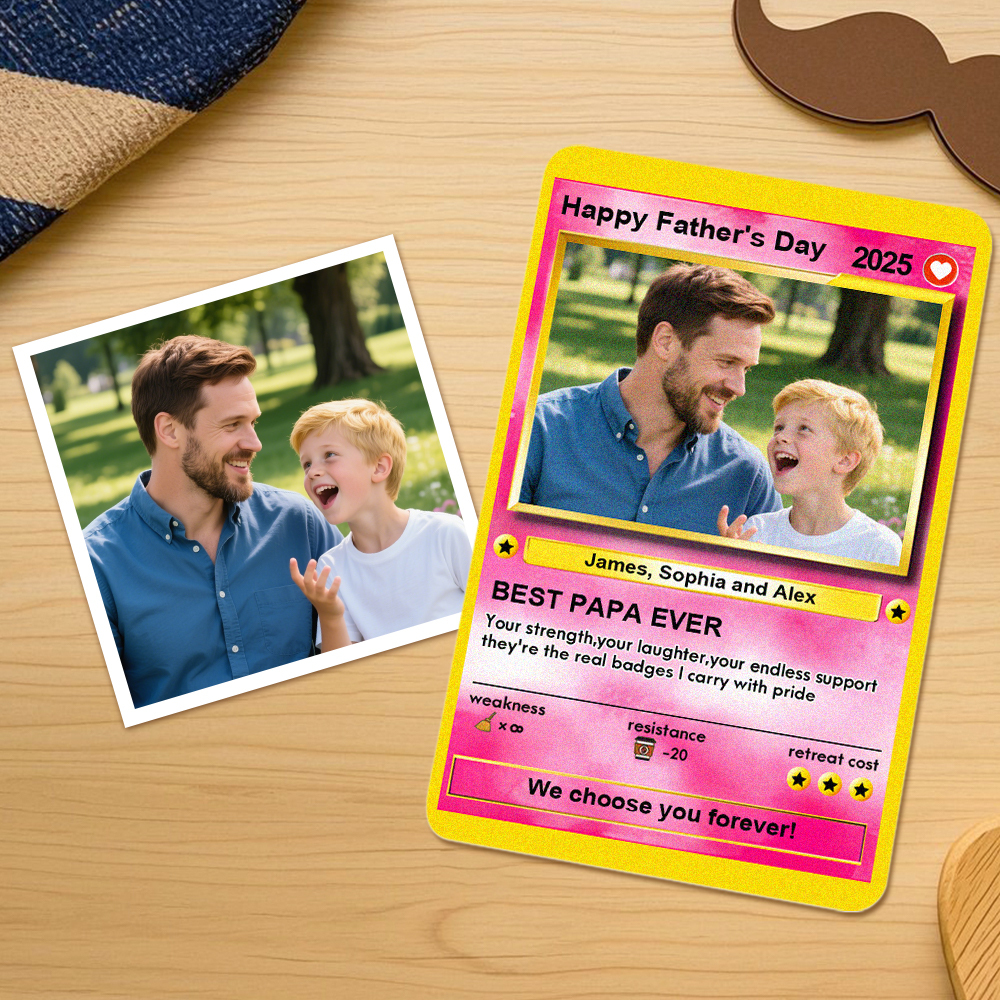 Custom Father's Day Anime Cards Custom Photo Poke Card Gift Idea for Loved One - myfacesockseu