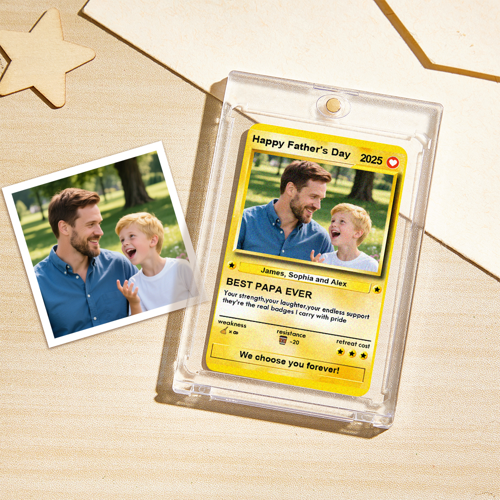 Custom Father's Day Anime Cards Custom Photo Poke Card Gift Idea for Loved One - myfacesockseu