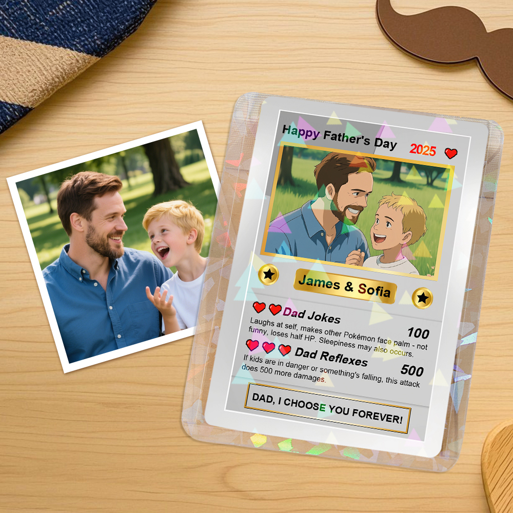 Personalized Father's Day Anime Cards, Custom Photo Anime Card, Fathers Day Gift For Dad, Gift For Husband - myfacesockseu