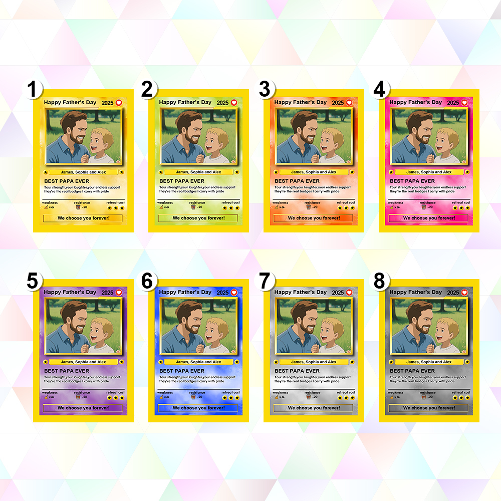 Custom Father's Day Anime Cards Custom Photo Poke Card Gift Idea for Loved One - myfacesockseu