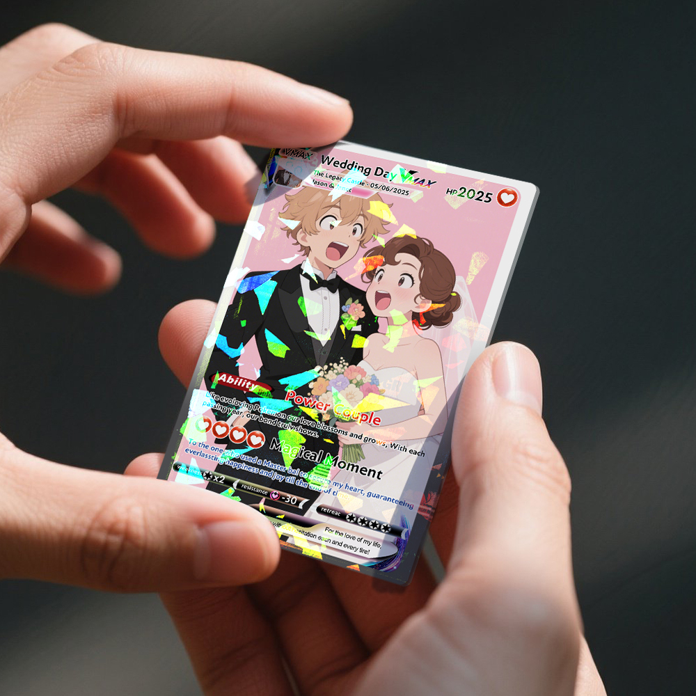 Personalized Poke Card Anime Acrylic Card for Couple Legendary Card Hologram Ornament Anniversary Gift - myfacesockseu