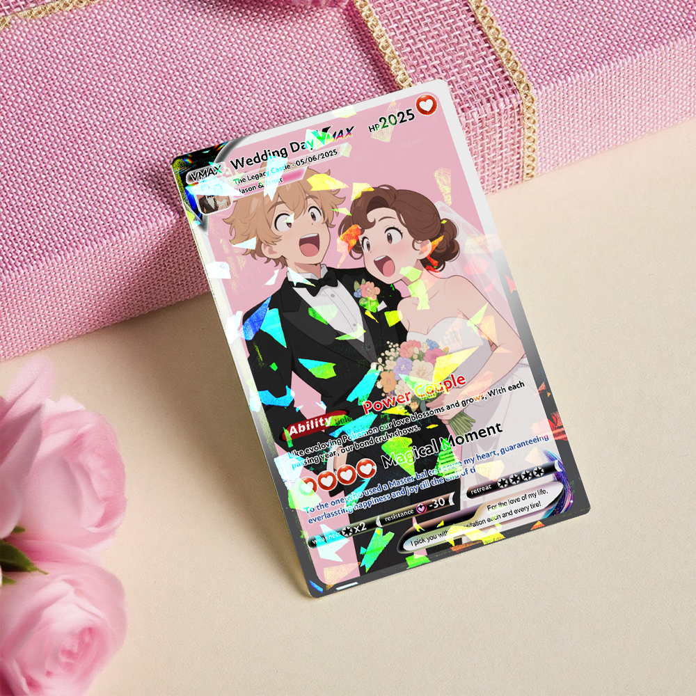 Personalized Poke Card Anime Acrylic Card for Couple Legendary Card Hologram Ornament Anniversary Gift - myfacesockseu