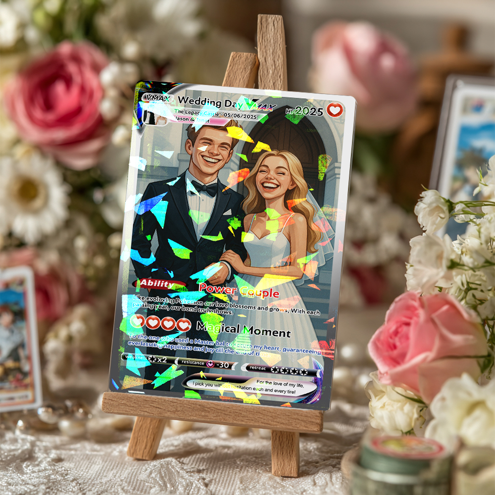 Personalized Poke Card Anime Acrylic Card for Couple Legendary Card Hologram Ornament Anniversary Gift - myfacesockseu