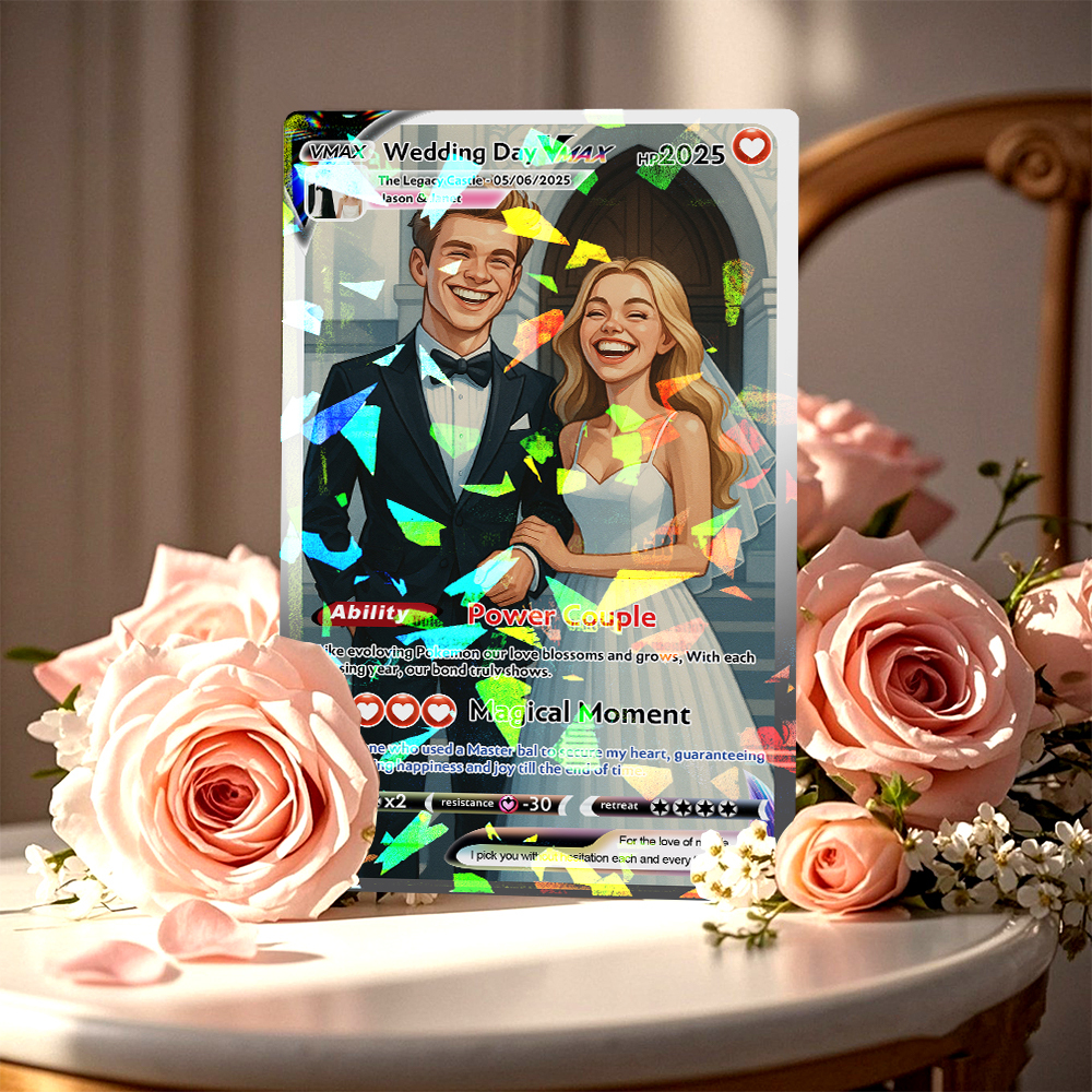 Personalized Poke Card Anime Acrylic Card for Couple Legendary Card Hologram Ornament Anniversary Gift - myfacesockseu