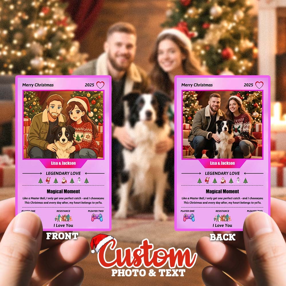Custom Trading Card Merry Christmas Present for Lover Turn Your Photo into a Unique Collectible Pixel Man Style Card Xmas Gift Idea - myfacesockseu