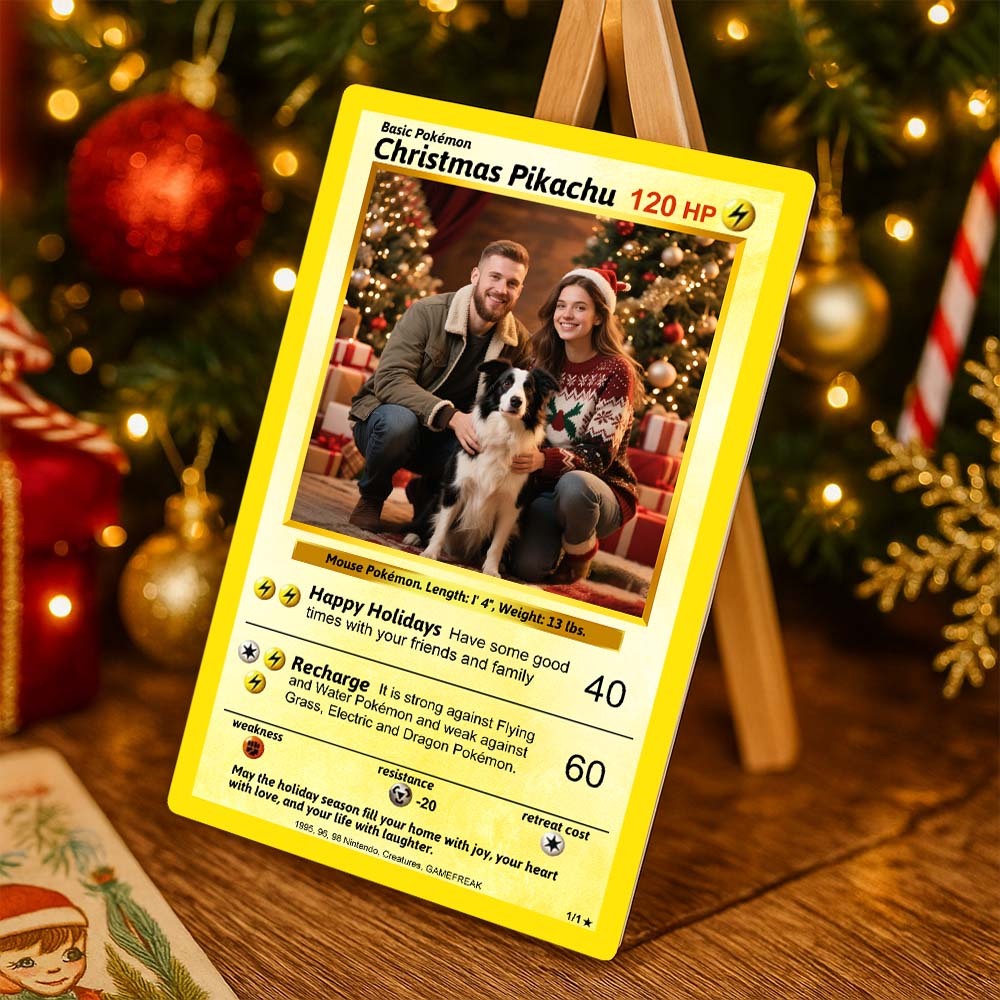 Custom Trading Card Merry Christmas Present for Lover Turn Your Photo into a Unique Collectible Pixel Man Style Card Xmas Gift Idea - myfacesockseu
