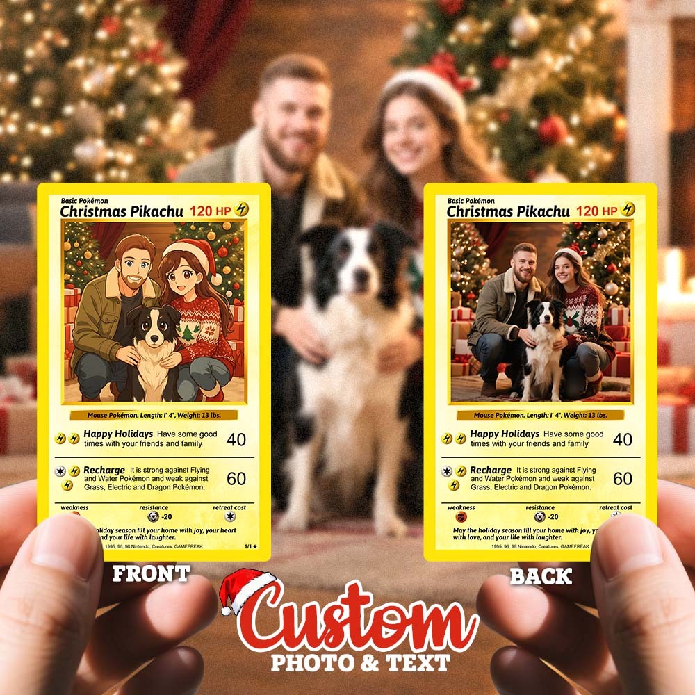 Custom Trading Card Merry Christmas Present for Lover Turn Your Photo into a Unique Collectible Pixel Man Style Card Xmas Gift Idea - myfacesockseu