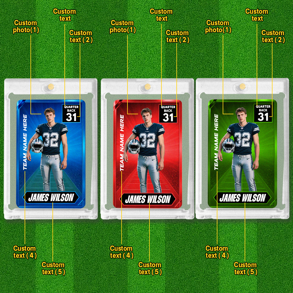 Custom Sport Photo Card  Personalized Athlete Portrait Card with Name Kids Sports Themed Trainer Card Gift - myfacesockseu