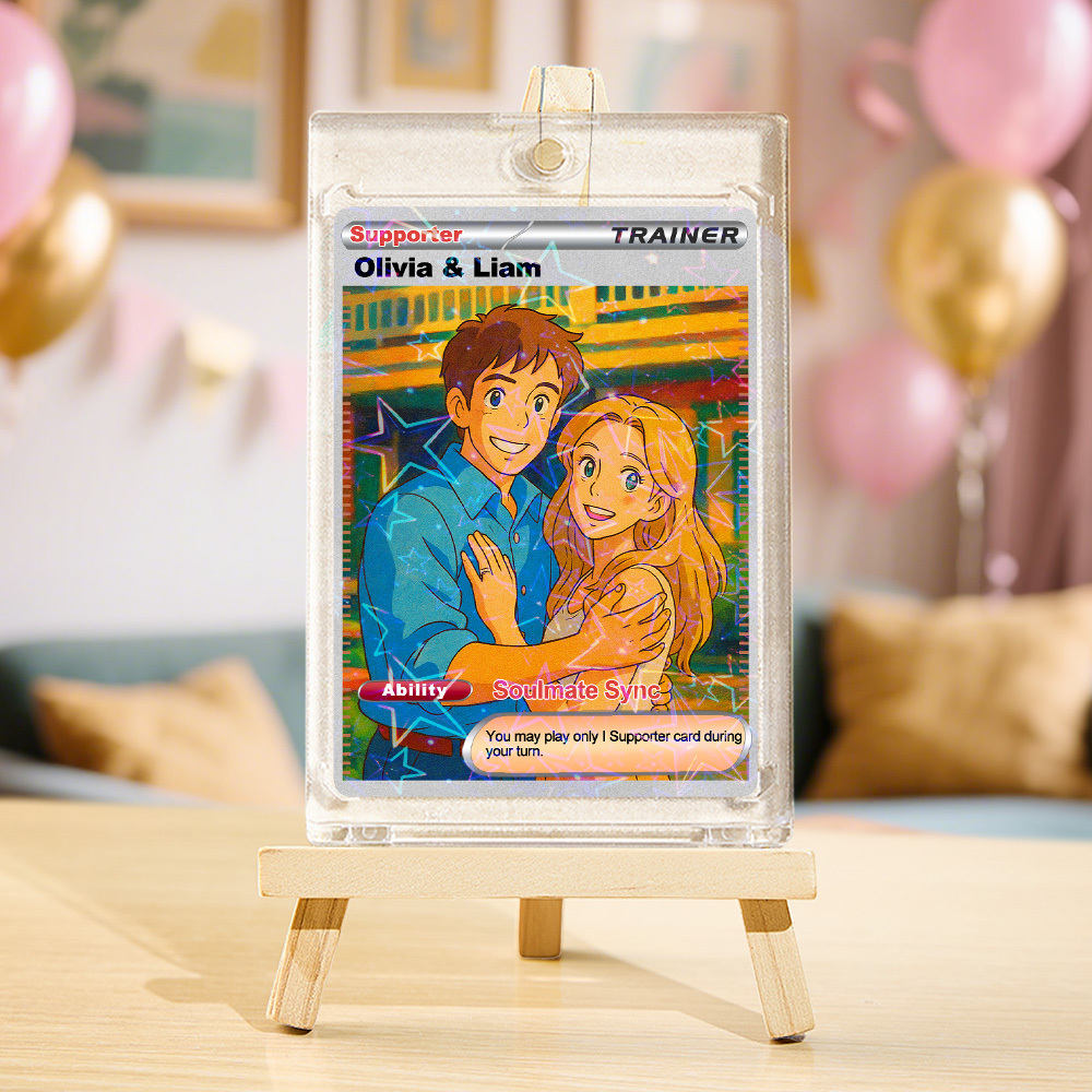 Personalized  Valentine Couple Card Custom Cartoon Acrylic Card Gift With Optional Film Styles - myfacesockseu