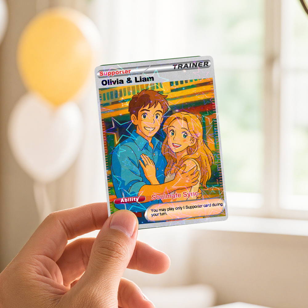 Personalized  Valentine Couple Card Custom Cartoon Acrylic Card Gift With Optional Film Styles - myfacesockseu