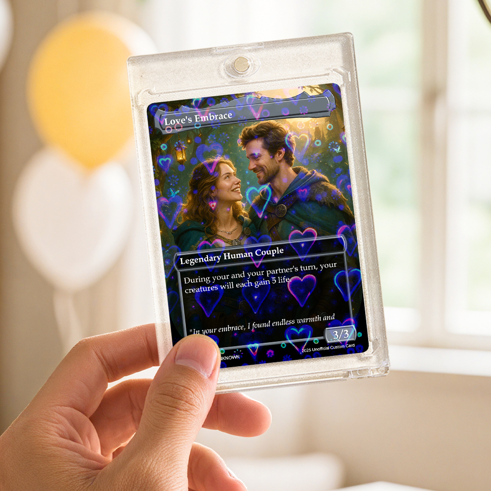 Custom Valentine Couple Card Personalized Cartoon Acrylic Card Gift With Optional Film Styles - myfacesockseu