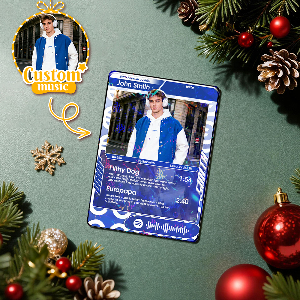 Personalized Photo Trading Card Custom Music Red Audio Track Code Card Valentine Christmas Card Photo Gift With Optional Film Styles Card - myfacesockseu
