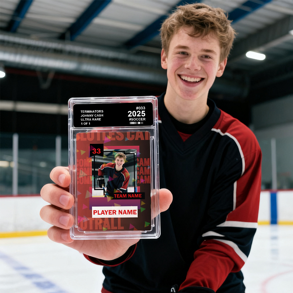 Custom Sports Card for Kids  Personalized Portrait Card with Team Name Great Athlete Gift Idea Christmas Gift - myfacesockseu
