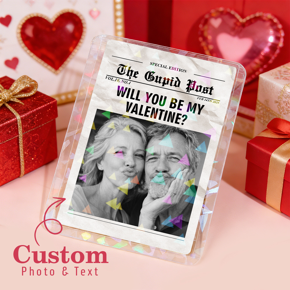 Custom Couple Card Romantic Valentine Gift for Couple Unique Collectible Keepsake Will You Be My Valentine Newspaper Template - myfacesockseu