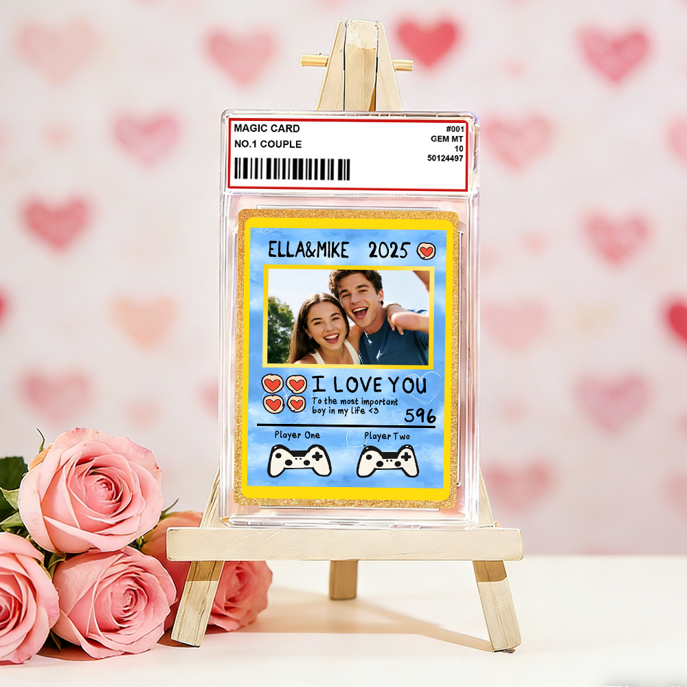 Personalized Valentine’s Day Power Couple Card, Custom Anniversary Card Couple Photo Anime Style, Best Valentine's Day Gift for Lover - myfacesockseu