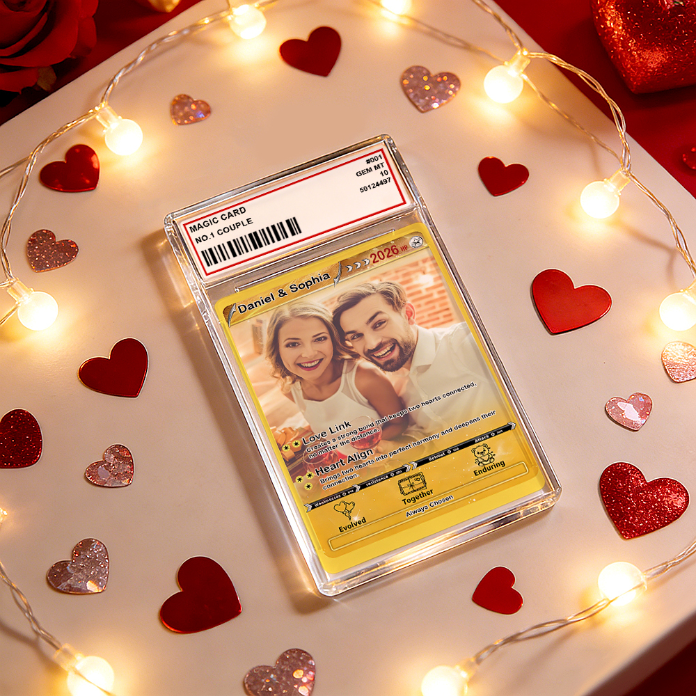 Personalized Valentine’s Day Power Couple Card, Custom Anniversary Card Couple Photo Anime Style, Best Valentine's Day Gift for Lover - myfacesockseu