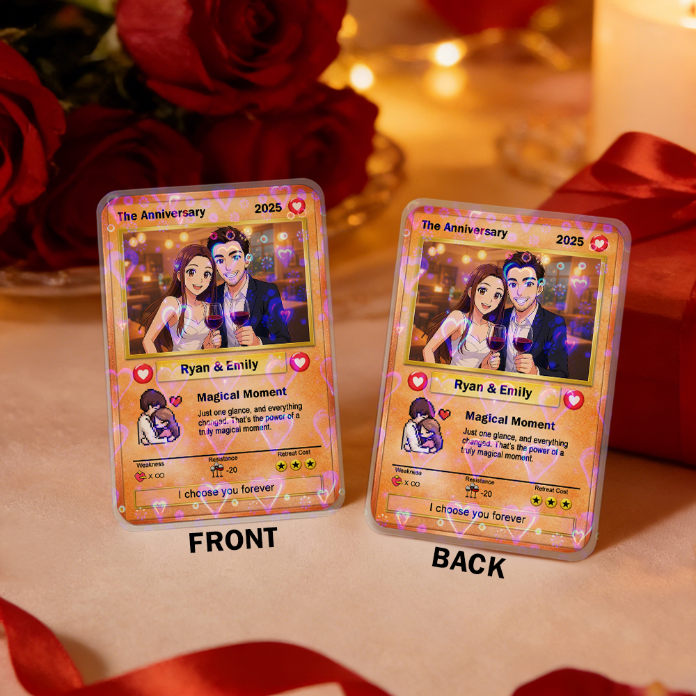 Custom Couple Card Romantic Anniversary Gift for Couple Trading Cards Keepsake Couple Photo Cute Style Card - myfacesockseu