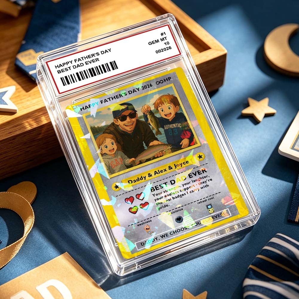 Custom Legendary Dad Love Trading Card – Custom Photo Father’s Day Gift for Dad, Unique Collectible TCG Style Card - myfacesockseu