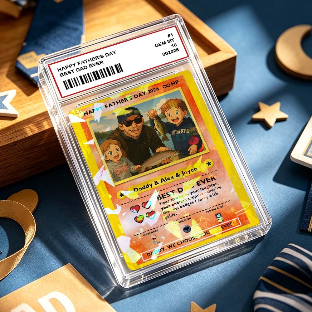 Custom Legendary Dad Love Trading Card – Custom Photo Father’s Day Gift for Dad, Unique Collectible TCG Style Card - myfacesockseu