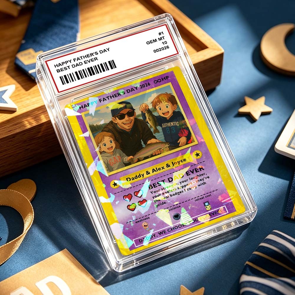 Custom Legendary Dad Love Trading Card – Custom Photo Father’s Day Gift for Dad, Unique Collectible TCG Style Card - myfacesockseu