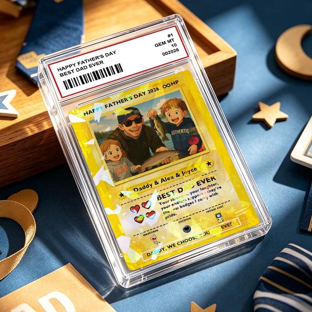 Custom Legendary Dad Love Trading Card – Custom Photo Father’s Day Gift for Dad, Unique Collectible TCG Style Card - myfacesockseu