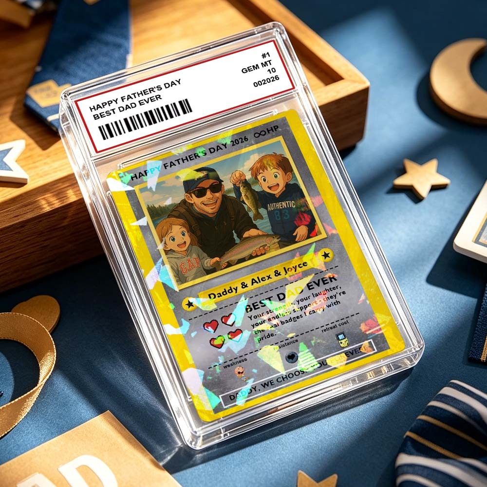 Custom Legendary Dad Love Trading Card – Custom Photo Father’s Day Gift for Dad, Unique Collectible TCG Style Card - myfacesockseu