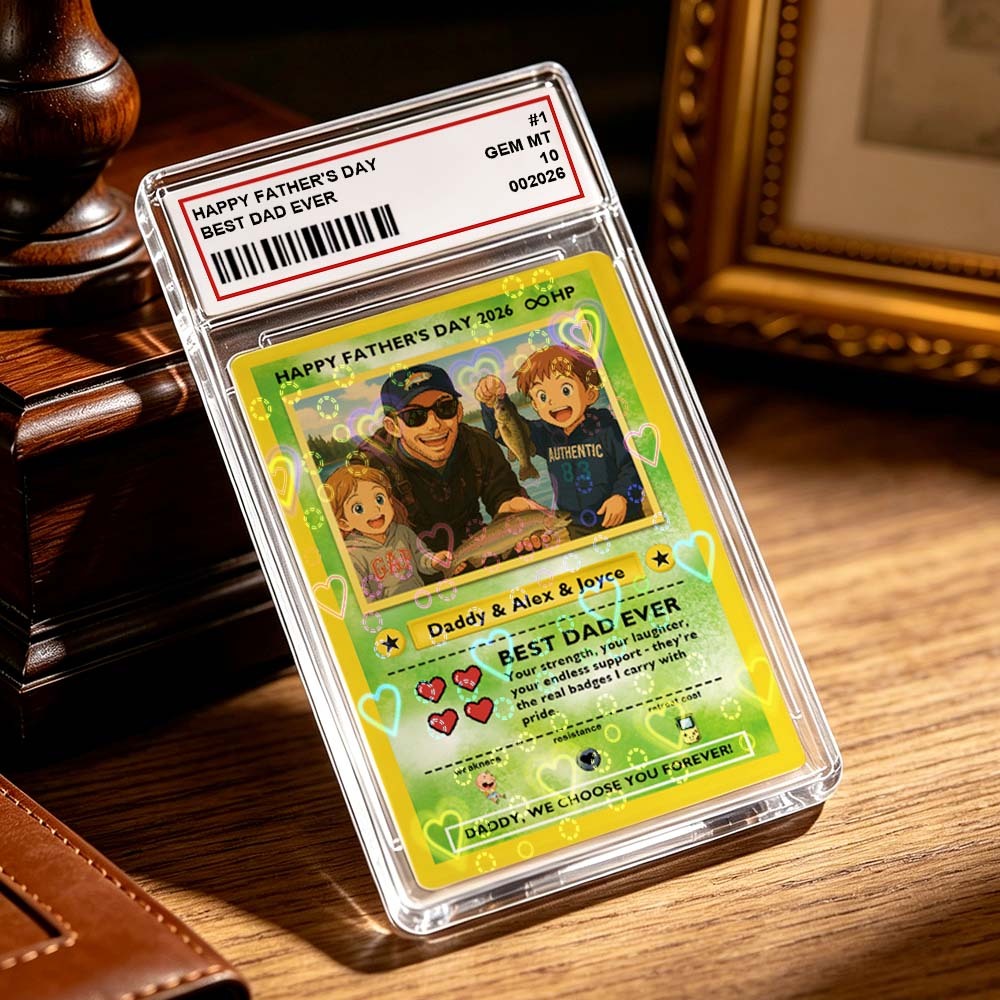 Custom Legendary Dad Love Trading Card – Custom Photo Father’s Day Gift for Dad, Unique Collectible TCG Style Card - myfacesockseu