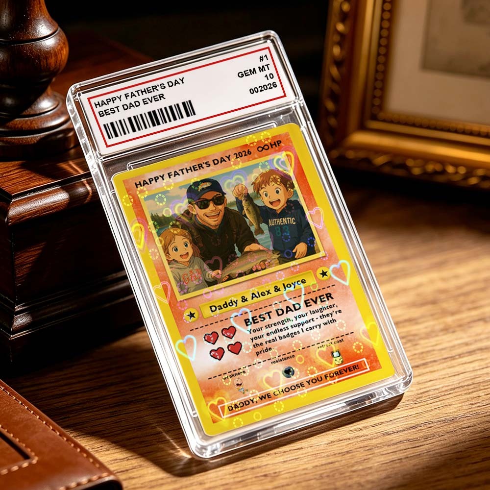 Custom Legendary Dad Love Trading Card – Custom Photo Father’s Day Gift for Dad, Unique Collectible TCG Style Card - myfacesockseu