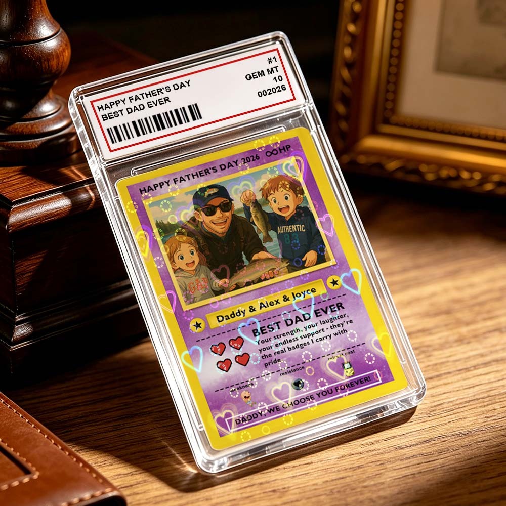 Custom Legendary Dad Love Trading Card – Custom Photo Father’s Day Gift for Dad, Unique Collectible TCG Style Card - myfacesockseu