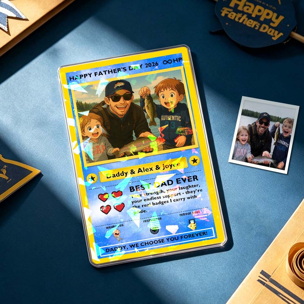 Custom Legendary Dad Love Trading Card – Custom Photo Father’s Day Gift for Dad, Unique Collectible TCG Style Card - myfacesockseu